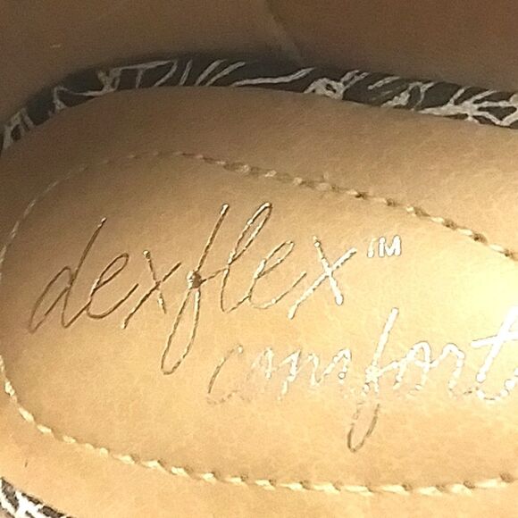 Dexflex Comfort Black and White Floral Wedge with Cork Look Heels 8W - Picture 4 of 10